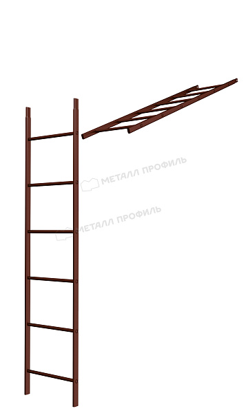 Лестница кровельная стеновая дл. 1860 мм без кронштейнов (8017)